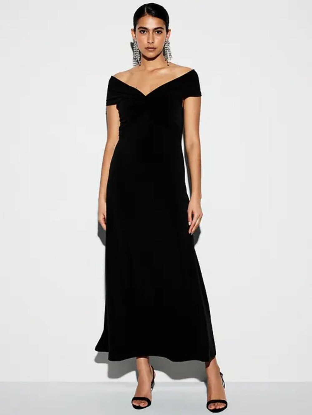 The Occasion by Old Navy Off-Shoulder Maxi Dress Black M Petite & L Petite - NWT